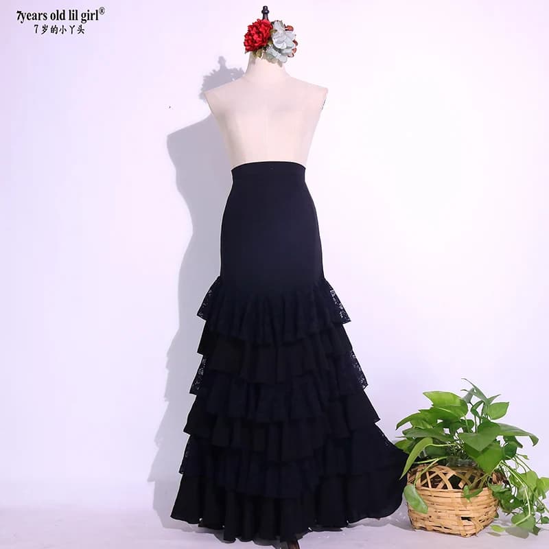 Flamenco Dress Autumn Winter 2021 New Thick Chiffon Six Layer Spanish Dance Practice Skirt DTT55