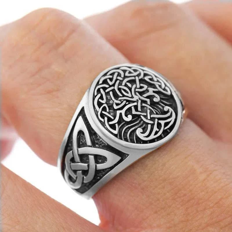 Classic Viking Tree of Life Ring Men's Stainless Steel Nordic Amulet Viking Celtic Amulet Ring Fashion Jewelry