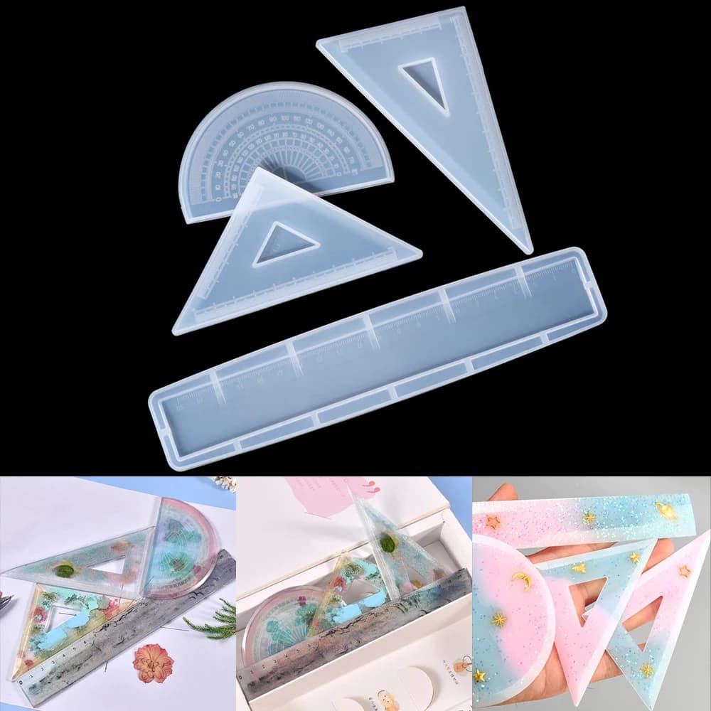 Righello Resina epossidica Stampo in silicone Goniometro Triangolo Righello ad angolo retto Stampo Strumenti per la creazione di gioielli artigianali fai-da-te Stampi per colata di resina