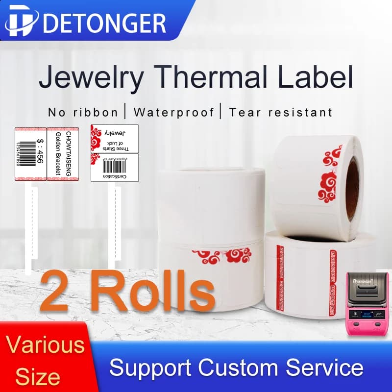 Tapper 2 Rolls Adhesive Label Thermal Paper Jewelry Price Tag with Model App Free Adhesive Card Stickers Autoanhensive Labels