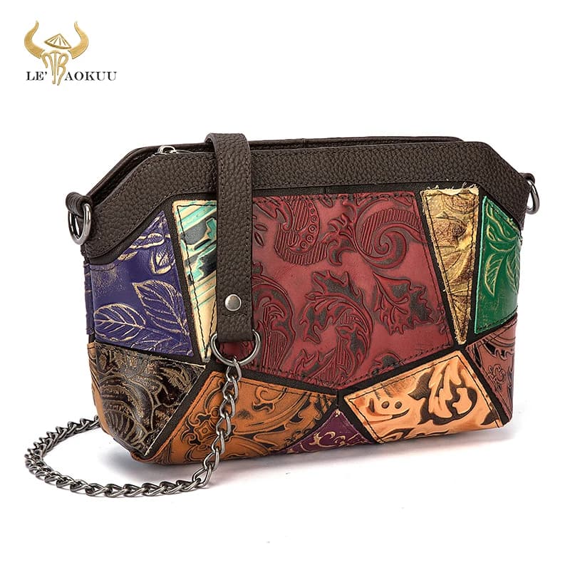 Vendita calda morbida vera pelle di lusso Patchwork signore fiore piccola borsa borsa sopra la borsa a tracolla Design donna Tote bag 86248