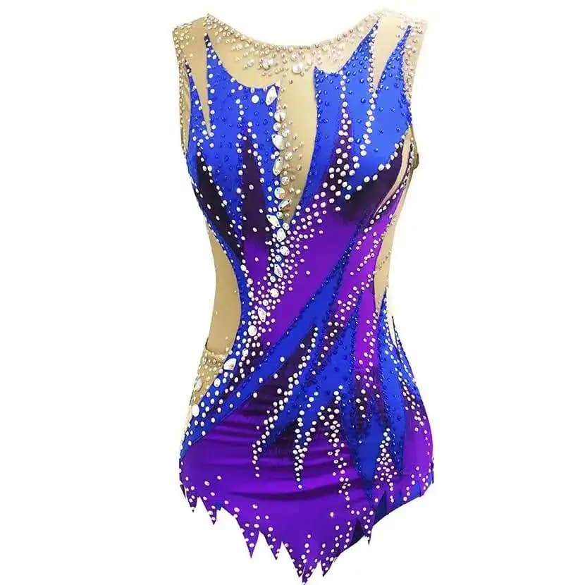 LIUHUO body da ginnastica ritmica per donna vestito da prestazione per ragazze concorso artistico abito da pattinaggio su ghiaccio balletto danza senza maniche