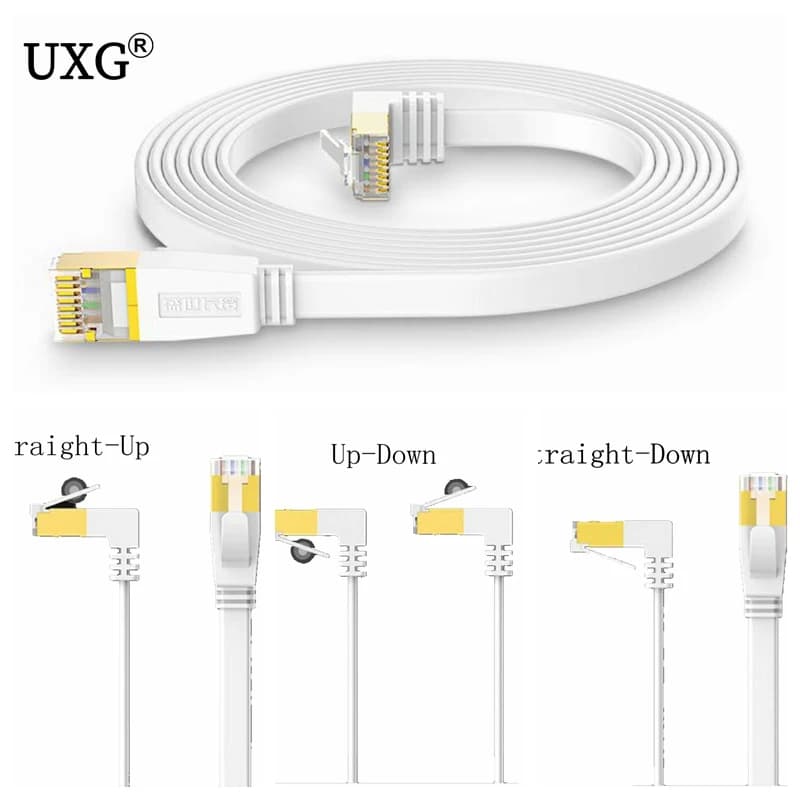 Cavo Ethernet Cat6 ultra sottile bianco Cavo patch di rete UTP con angolo di sinistra verso il basso Cat 6 (categoria 6) 0,5 m/1 m/1,5 m/2 m/3 m/5 m/8 m/10 m