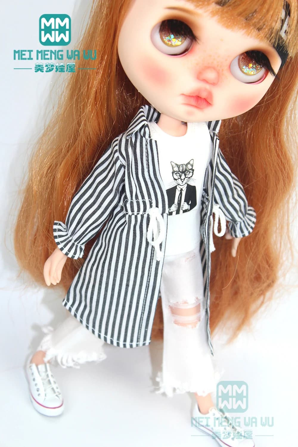 1 pz Blyth Doll vestiti camicia, jeans strappati, fascia, calzini per 28-30cm Blyth Azone OB22 OB24 accessori bambola