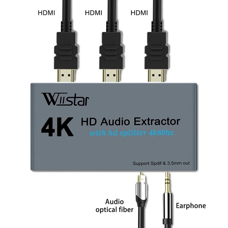 Convertitori adattatori audio da 3,5 mm SPDIF ottico da HDMI a HDMI 4K Convertitore estrattore audio HDMI Splitter audio per TV DVD