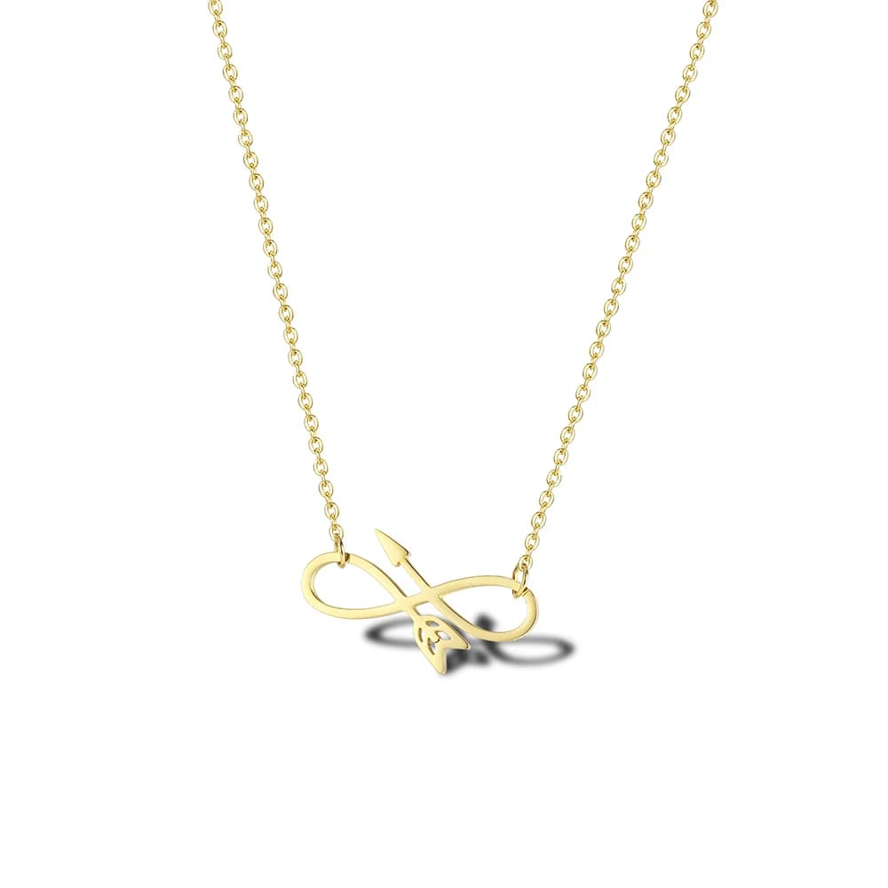 Collana minimalista con ciondolo a forma di freccia infinita dorata, design creativo, freccia infinita, collana di gioielli con otto parole, regali di laurea