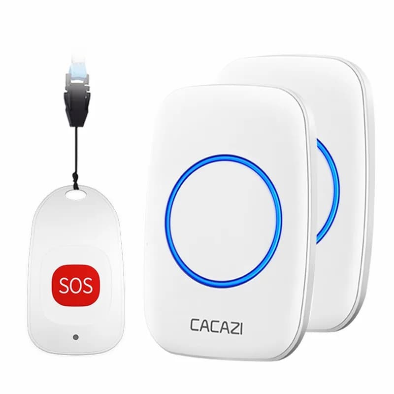 CACAZI Smart Home, Casa Intelligente Cercapersone Senza Fili Campanello Vecchio Allarme di Emergenza Chiamata Campanello US EU UK Spina 80m Cordino Remoto Pulsante SOS