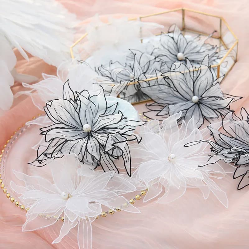 1 Pezzo Applicazioni Floreali Fatate per Abbigliamento, Toppe Floreali da Cucire Fai da Te per Abiti da Sposa, Patch per Vestiti, Misura 25CM