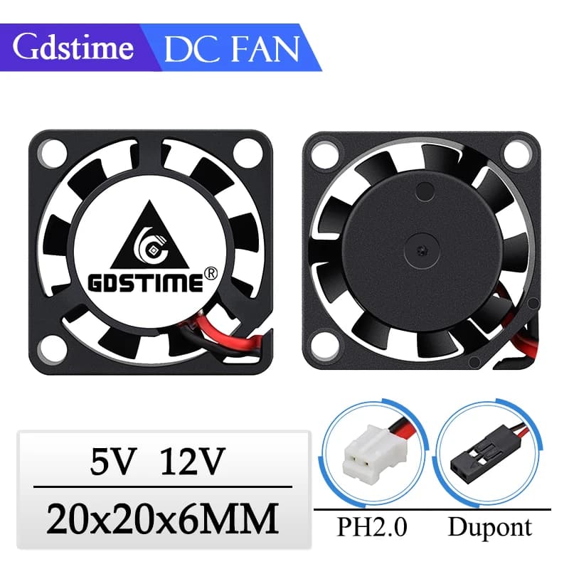 2 pezzi Gdstime DC 5V 12V 20MM 20x20x6MM laptop ultrasottile ventola di raffreddamento senza spazzole 2006 2cm micro strumento proiettore sensore radiatore