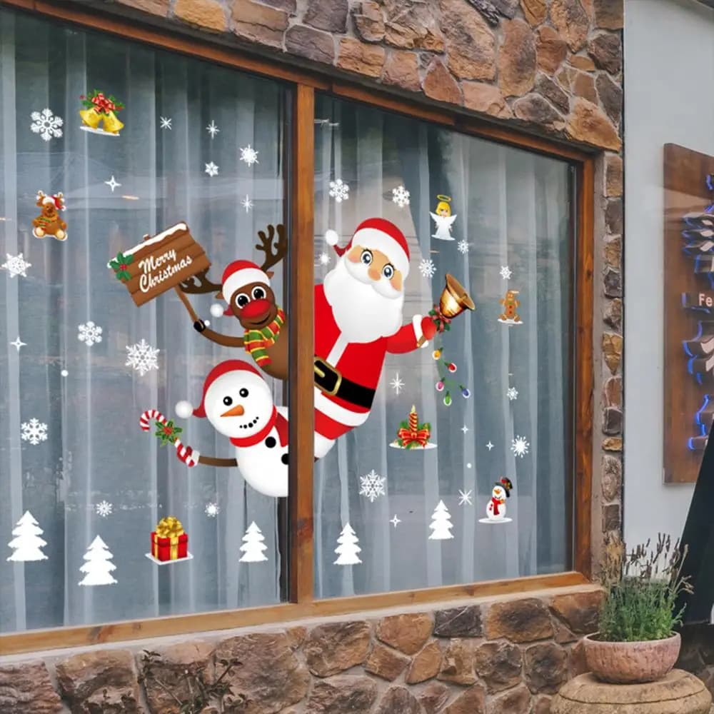 Adesivi per finestre da parete di Natale Sposare decorazioni natalizie per la casa 2024 Ornamenti natalizi Regalo di Natale Navidad Capodanno 2025