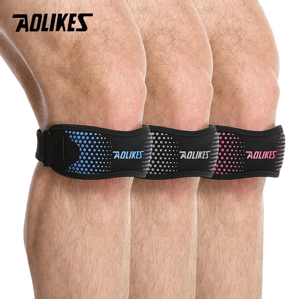 AOLIKES 1 Pair Regolabile Rotula del Ginocchio Tendine Cinghia Della Protezione Della Protezione Pad Supporto Cintura Sport Knee Brace Nero Keenpads All'aperto