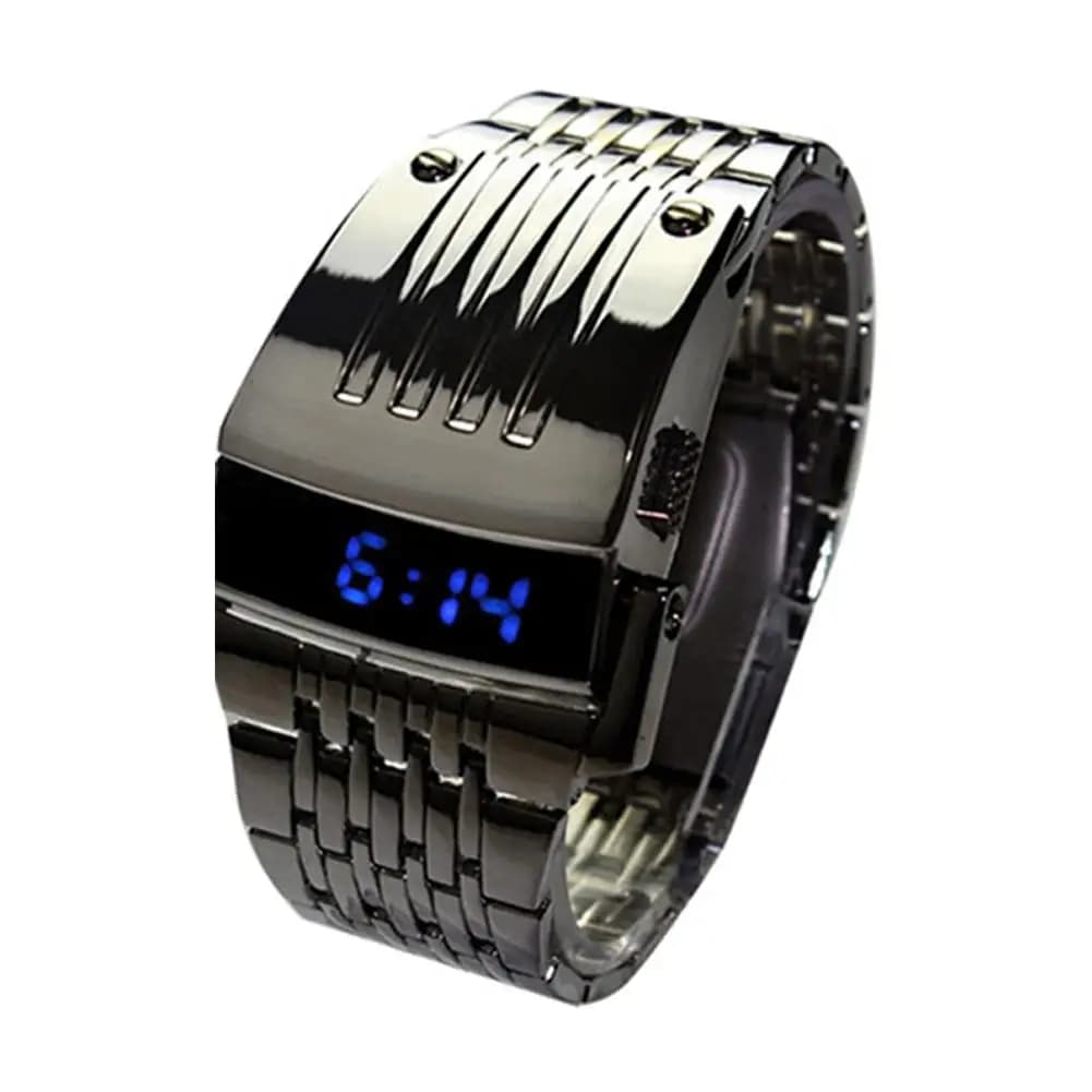Fashion Electronic Watch Blue LED Display Width Stainless Steel Band Men Watch Digital Polse Gift асы Мужские