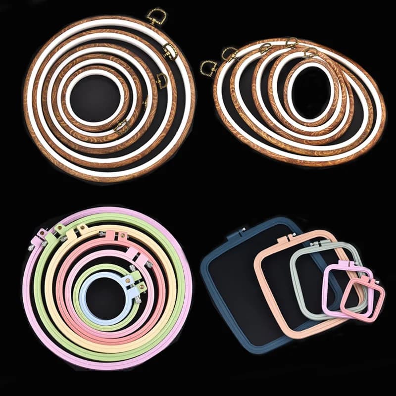 Plastic Round Oval Square Frame Embroidery Hoop Ring DIY Needlecraft Cross Stitch Machine Round Loop Hand Household Sewing Tools