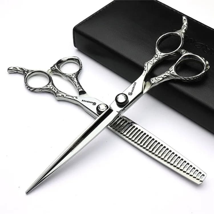 Forbici da taglio per parrucchiere Strumenti per lo styling dei capelli Set di forbici da salone da 6/6,5/7 pollici Cesoie da barbiere 440C 10 25 40 50 Tasso di diradamento