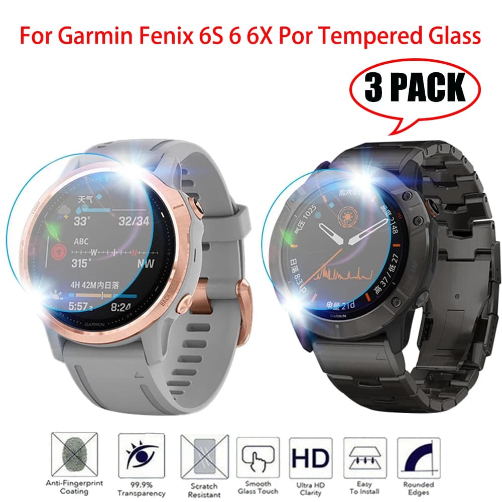 3PCS Vetro Temperato Per Per Garmin Fenix 5 5s Plus 6S 6X 6 Pro Ultra Trasparente pellicola Guard Premium Protezione Dello Schermo accessorio di vetro