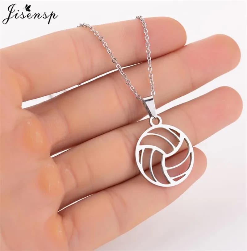 Necklace with Ball Shape Pendant from Beach Volley, Stainless Steel Sports Jewel, Degree Gift