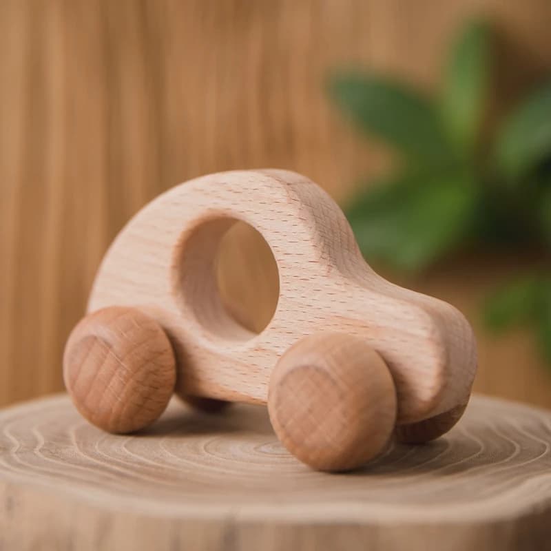 1PC giocattolo per bambini blocchi di legno di faggio cartone animato auto giocattoli educativi Montessori bambini dentizione gioca palestra prodotti regalo di compleanno per bambini