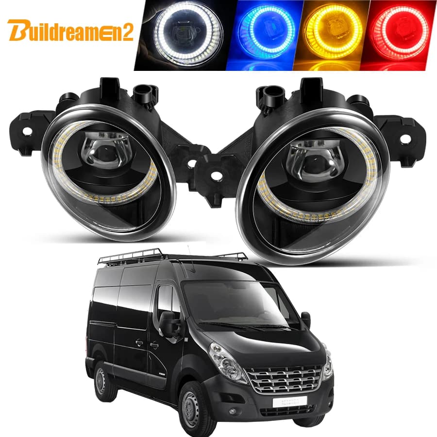 2 X Auto Angel Eye Gruppo fendinebbia per Renault Master 3/III 2010-2015 40W LED Lente Nebbia Lampada di marcia diurna DRL 6000LM 12V