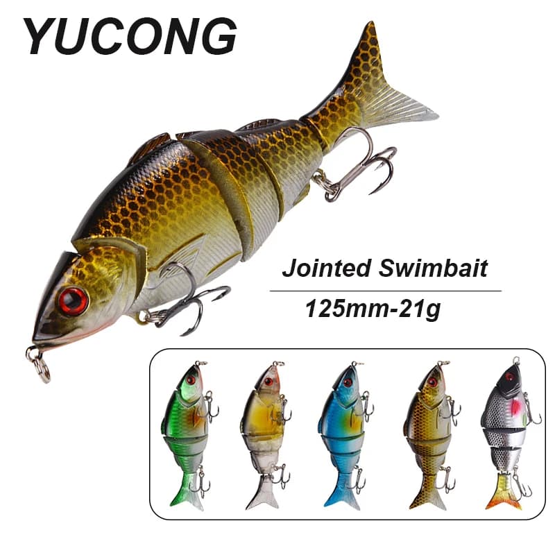 YUCONG 1 pz Minnow Fishing Lure 125mm-21g snodato Swimbait 5 segmenti Hard Bait Multi sezioni Crankbait Wobblers Pike Bass Isca