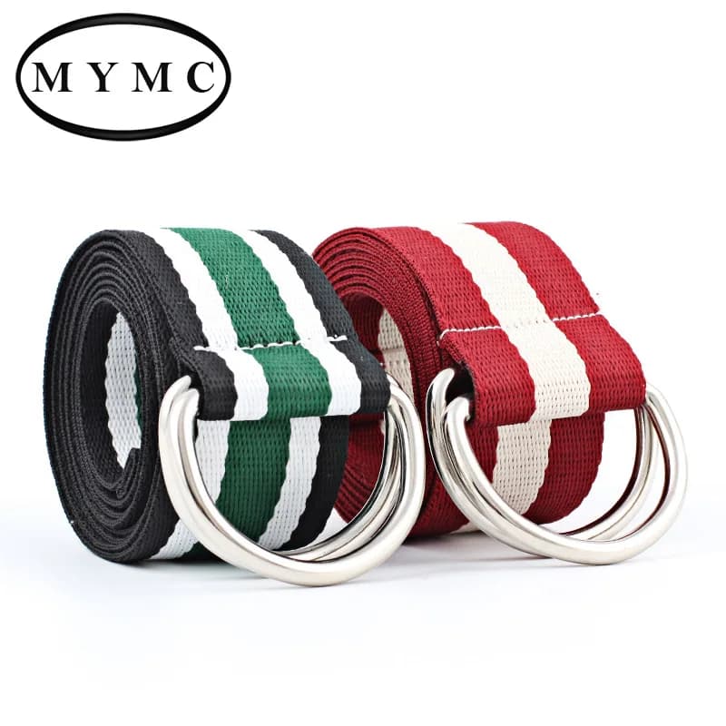 Cintura in tela con fibbia a doppio anello per jeans Cinture decorative Tendenza moda Cintura in tessuto arcobaleno per bambini Cinture morbide
