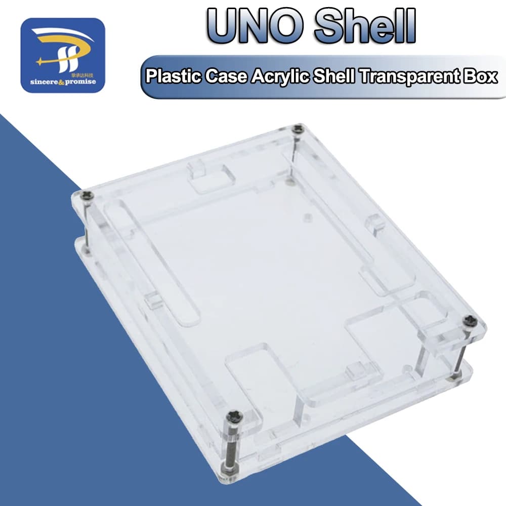 Custodia in plastica ABS nera Scatola trasparente con guscio acrilico per Arduino (non include UNO R3)