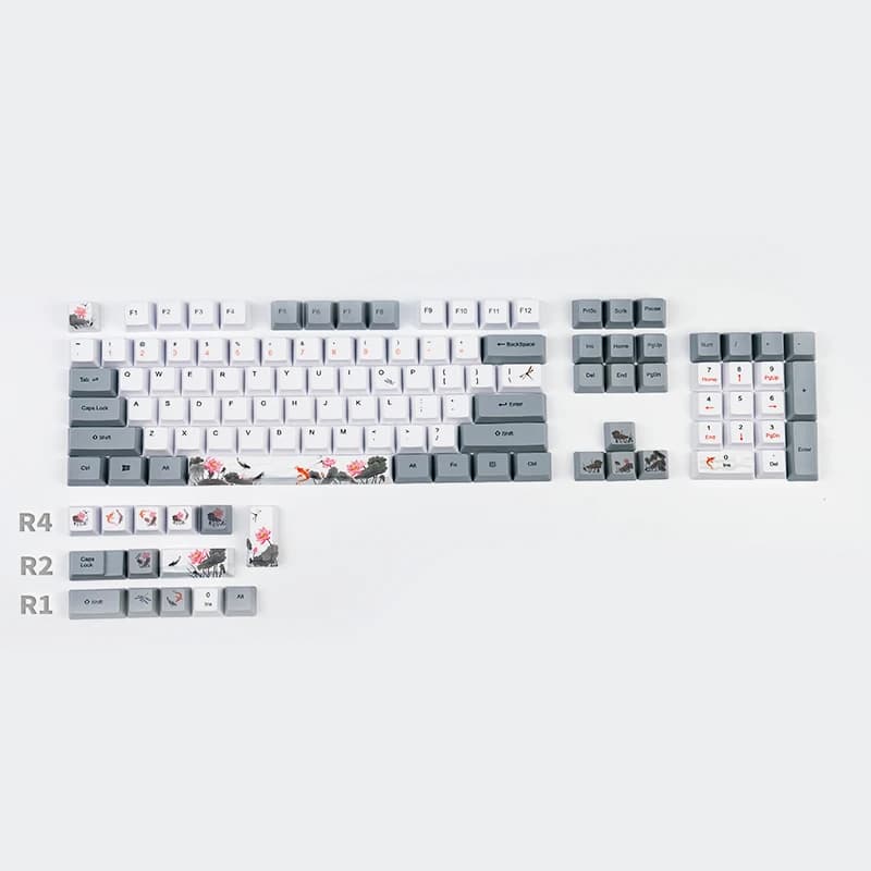 Lotus Pond Koi PBT Key caps profilo OEM tastiera meccanica Keycap Retro piccolo Set completo di sublimazione tastiera Key Caps 118 Key