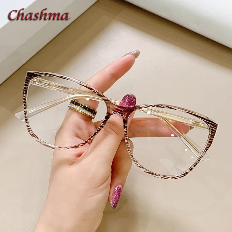 Occhiali da vista Chashma da donna a occhi di gatto, montatura in TR 90, stile europeo e americano alla moda, per miopia, occhiali da vista da ragazza
