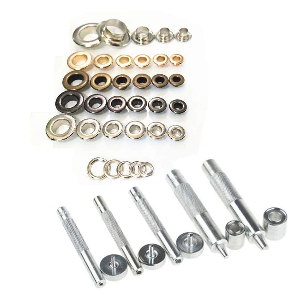 50Pcs 1set strumenti 3.5-10mm occhielli in metallo con gommino per cintura per scarpe in pelle fai da te Scrapbooking Cap Bag Tag abbigliamento accessori