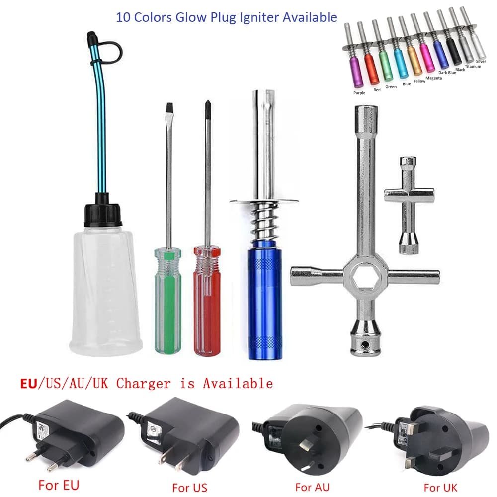 AU/EU/UK/US Caricatore Nitro Gas Spark Candela Accenditore Starter Kit Per 1/10 RC Nitro Motore Aerei Modello di Auto HSP 80103 80127