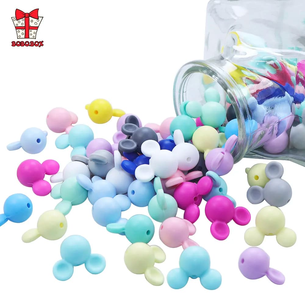 BOBO.BOX 10 pz Perline di Silicone Per Uso Alimentare Del Bambino Massaggiagengive Giocattolo Morbido Da Masticare Dentizione BPA Libero FAI DA TE Collana di Fascino Silicone Perle