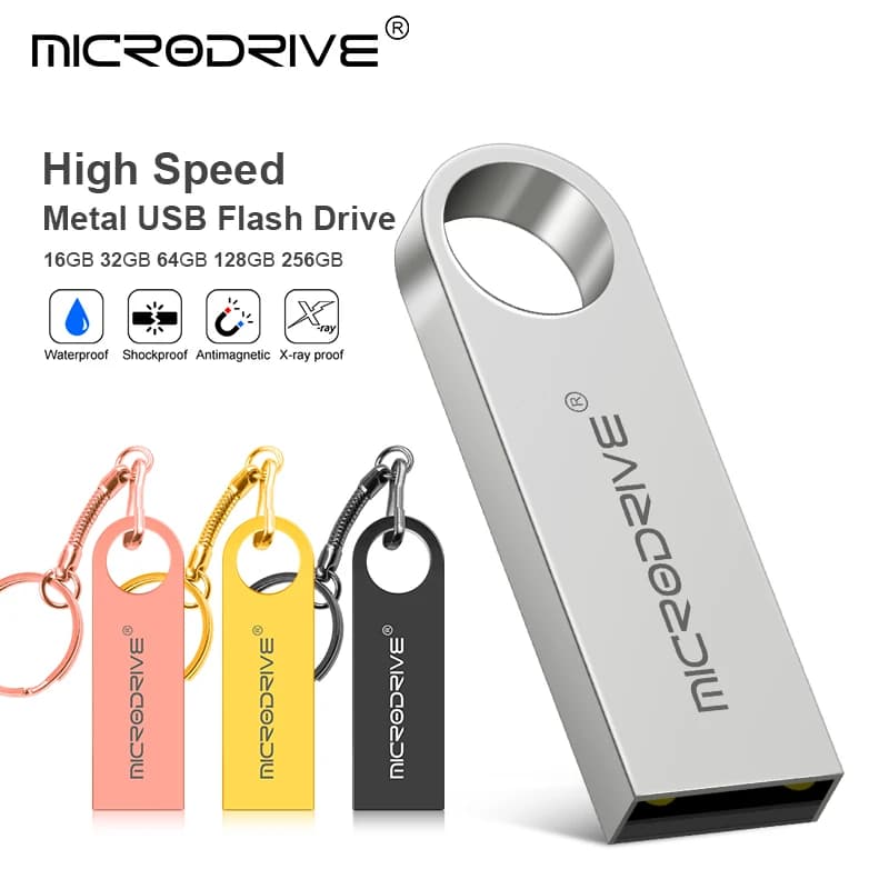 Chiavetta USB in metallo Pendrive 8GB 16GB 32GB 64GB Memory Stick ad alta velocità U Disk 128GB Portachiavi impermeabile Chiave stick in metallo regalo