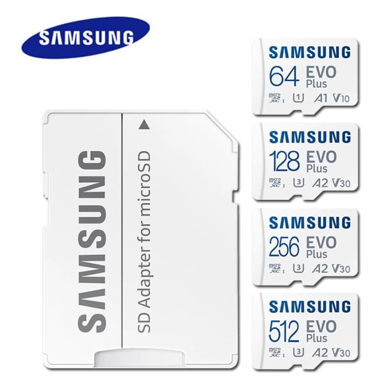 Scheda di memoria MicroSD Samsung EVO Plus 512GB 256GB 128GB U3 A2 V30 64GB U1 A1 C10 SDXC Scheda Micro SD UHS-I TF Trans Flash Microsd