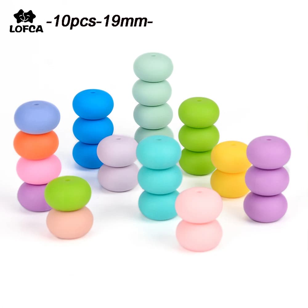 Alto 10 pz abaco 19mm Silicone dentizione perline collana di perline Silicone BPA commestibile gratuito masticare perline catena ciuccio bambino