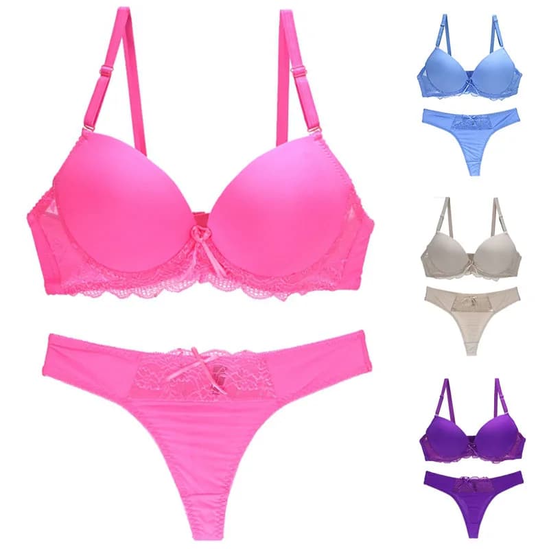 Nouvelle senza cuciture BCDE Cup intimo donna intimo perizoma in pizzo set di lingerie sexy blu rosa viola bianco reggiseno slip