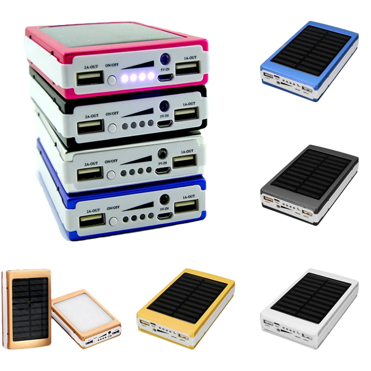 5x18650 Powerbank Portable Pover Power Bank 18650 Solar Power Bank Case for Solar Power Bank Box DIY Kit Double USB Charger Phone Torch