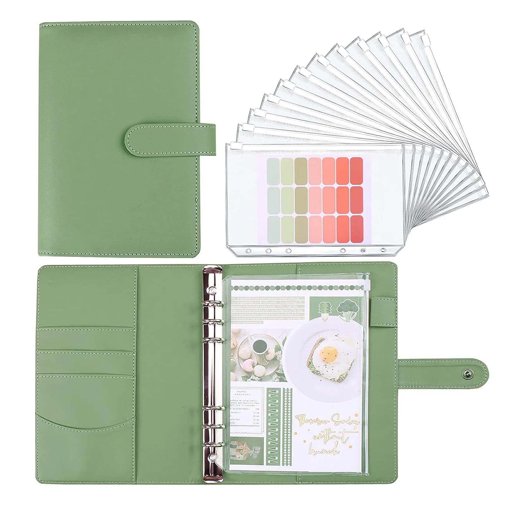 NUOVO organizer per pianificatore di budget con raccoglitore in pelle PU formato A5 con sistema di buste per contanti tascabili da 12 pezzi, per il budget, il risparmio di denaro