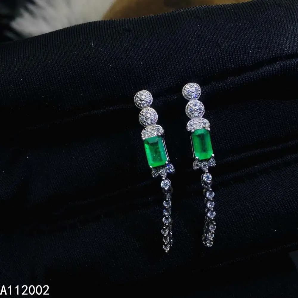 KJJEAXCMY gioielleria raffinata smeraldo naturale orecchini da donna in argento sterling 925 nuovi orecchini a bottone supporto test di lusso nobile