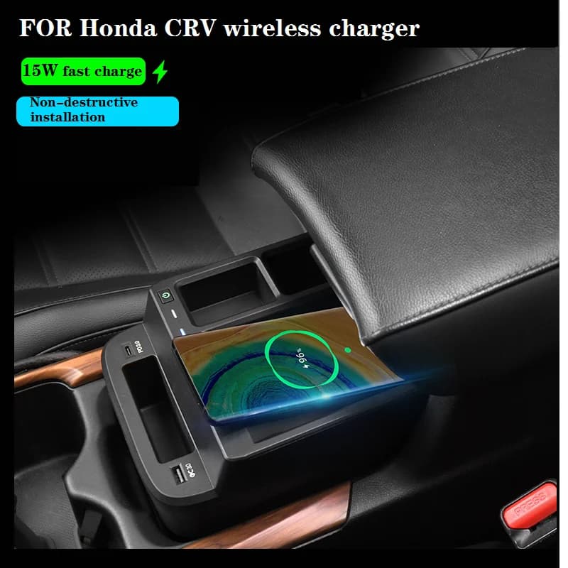 FOR Honda CRV 2017-2021 15W Car Wireless Charger Phone Charger Quick Charging Case Phone Support Accessories for iPhone