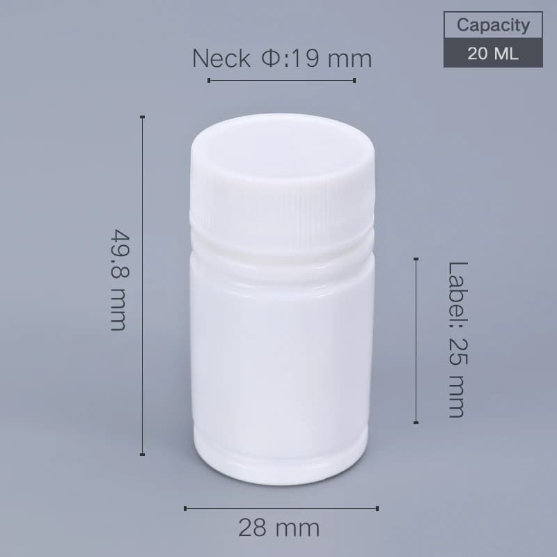100 pezzi di 20ML di piccola bottiglia di plastica con coperchio per capsule di medicina capsule per alimenti contenitore per uso farmaceutico bottiglie riutilizzabili