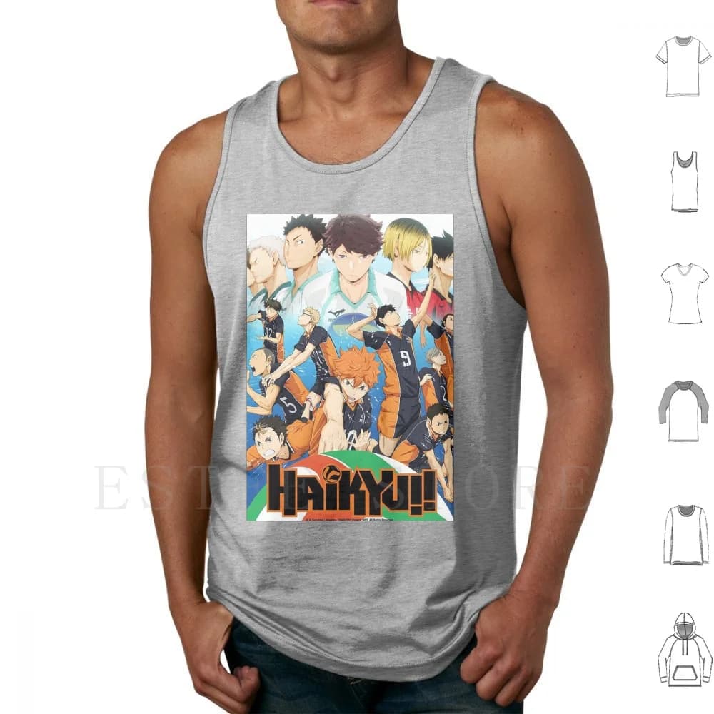 Haikyu!! Tank Tops Vest Cotton Anime Manga Karasuno Volleyball Haikyu Hinata Kageyama Nishinoya Bokuto Kageyama Tobio