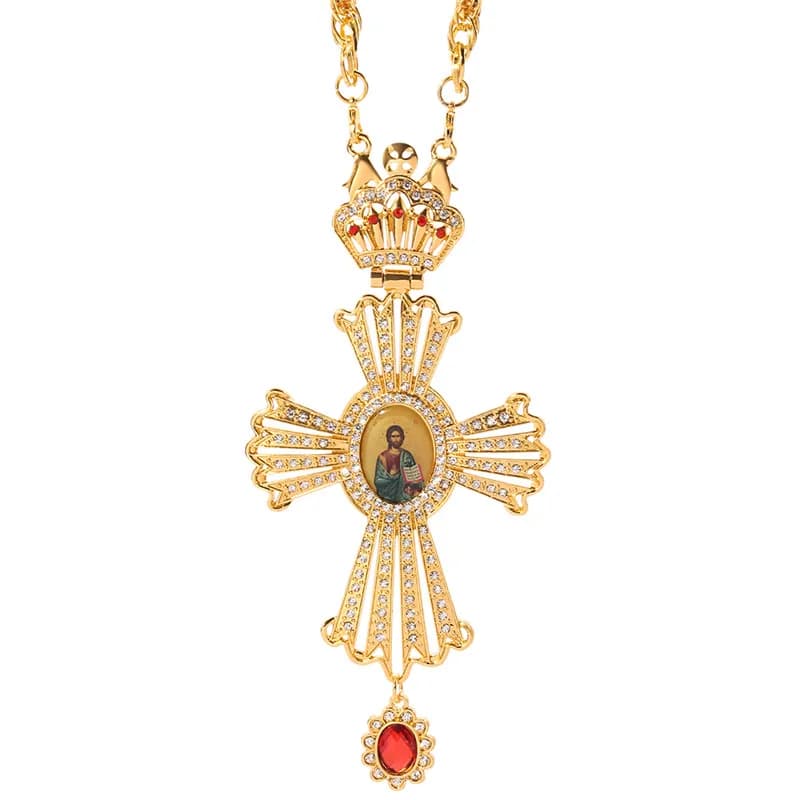 Long Catholic Cross Pendant Necklace, Jesus Cross Pendant, Big Badge, Handmade Cross Necklace