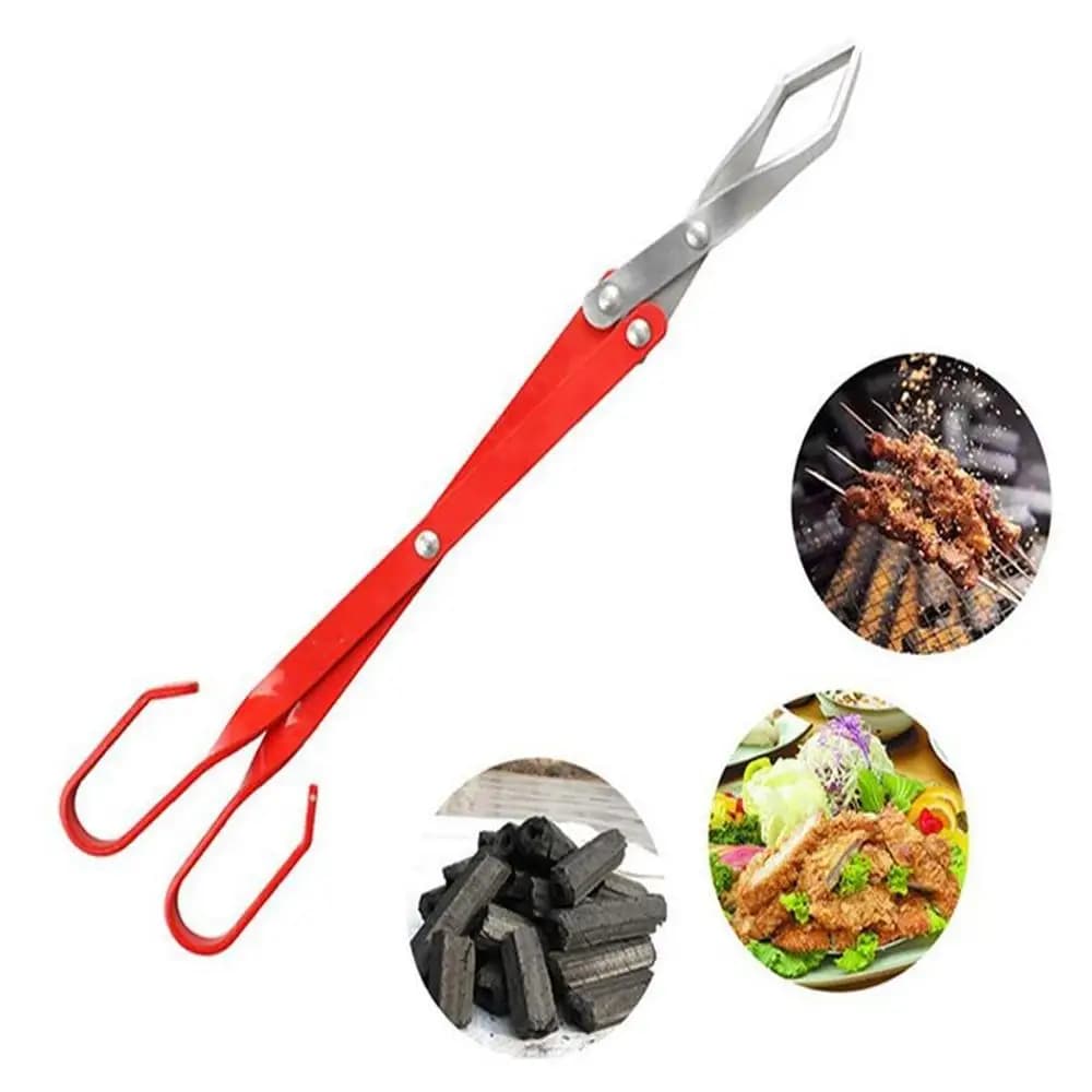 BBQ Charcoal Tongs Aluminum Long Handle Barbecue Pliers Grilled Food Clip Barbecue Carbon Clamp Heat-resistant Tongs BBQ Tools