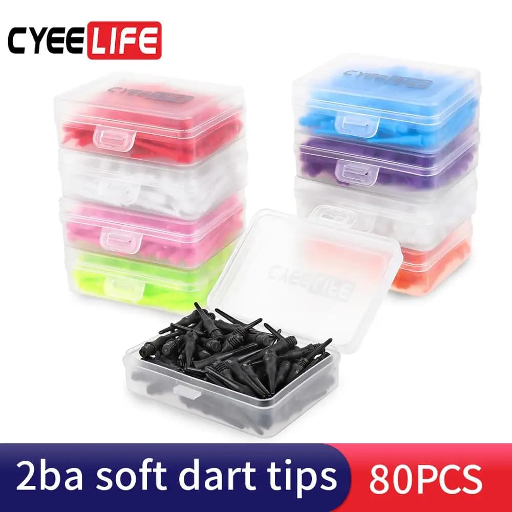 Punte di freccette in plastica professionale CyeeLife 80 pezzi, 8 colori, punti di dardo di ricambio