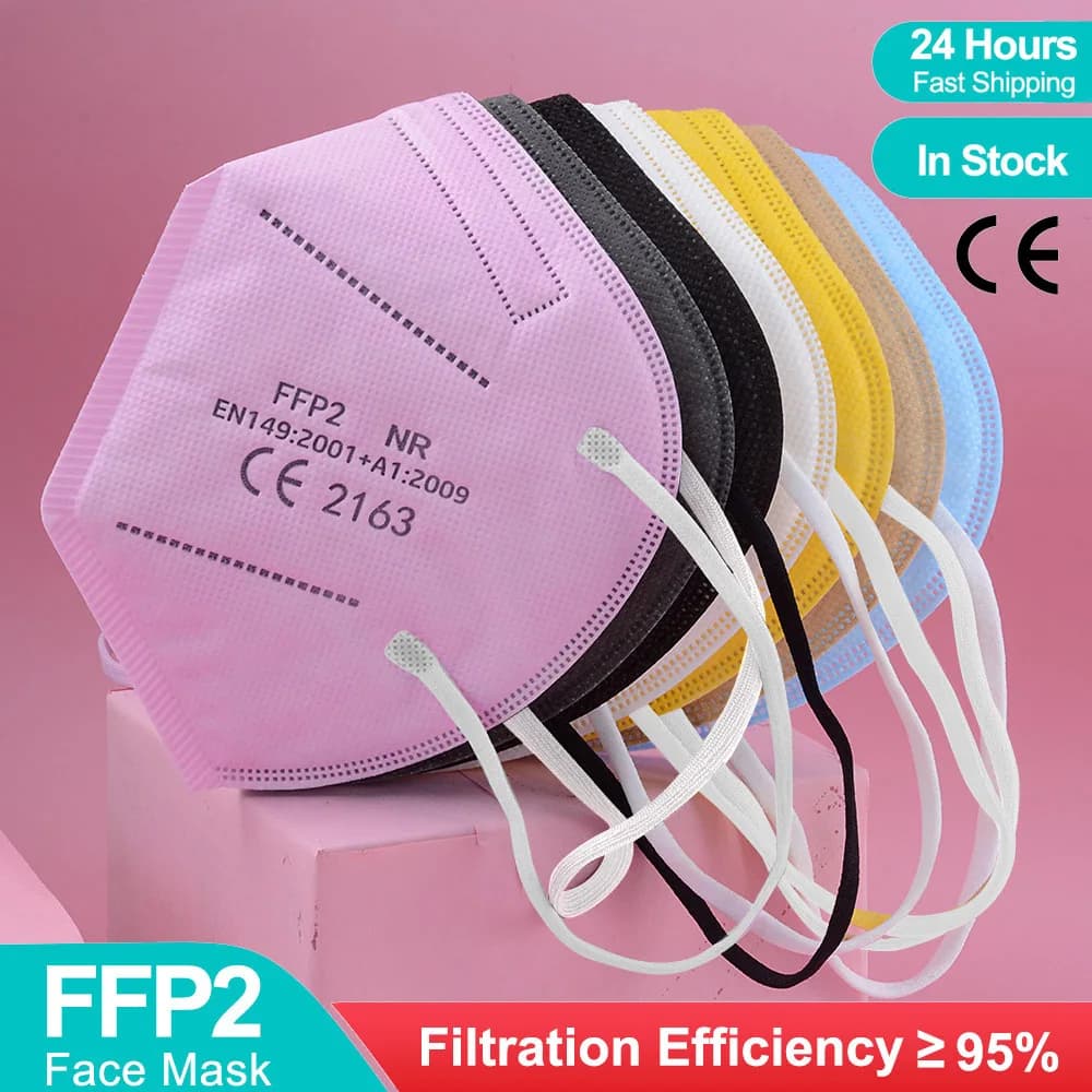 Maschere FFP2 a 5 strati Approva CE KN95 Filtraggio al 95% soffiato a fusione Multi-colori per adulti Nero Rosa Blu Bag Pack ffp2 NR Consegna veloce UE
