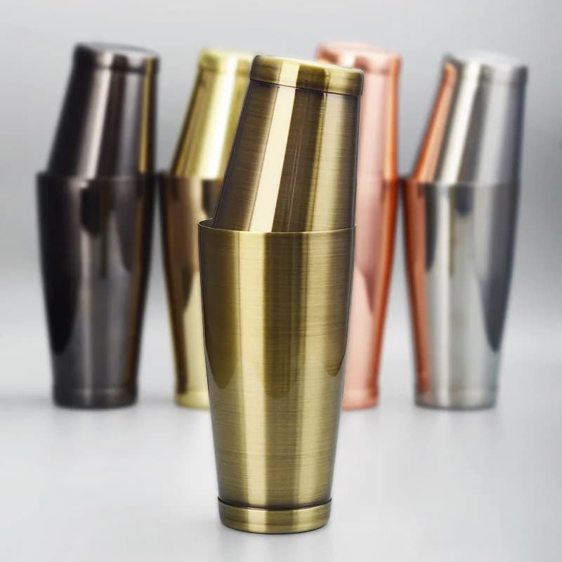 Scatole per cocktail premium Boston con agitatore ponderato, placcate in oro/placcato in rame, finitura nera/specchio, utensili da bar premium