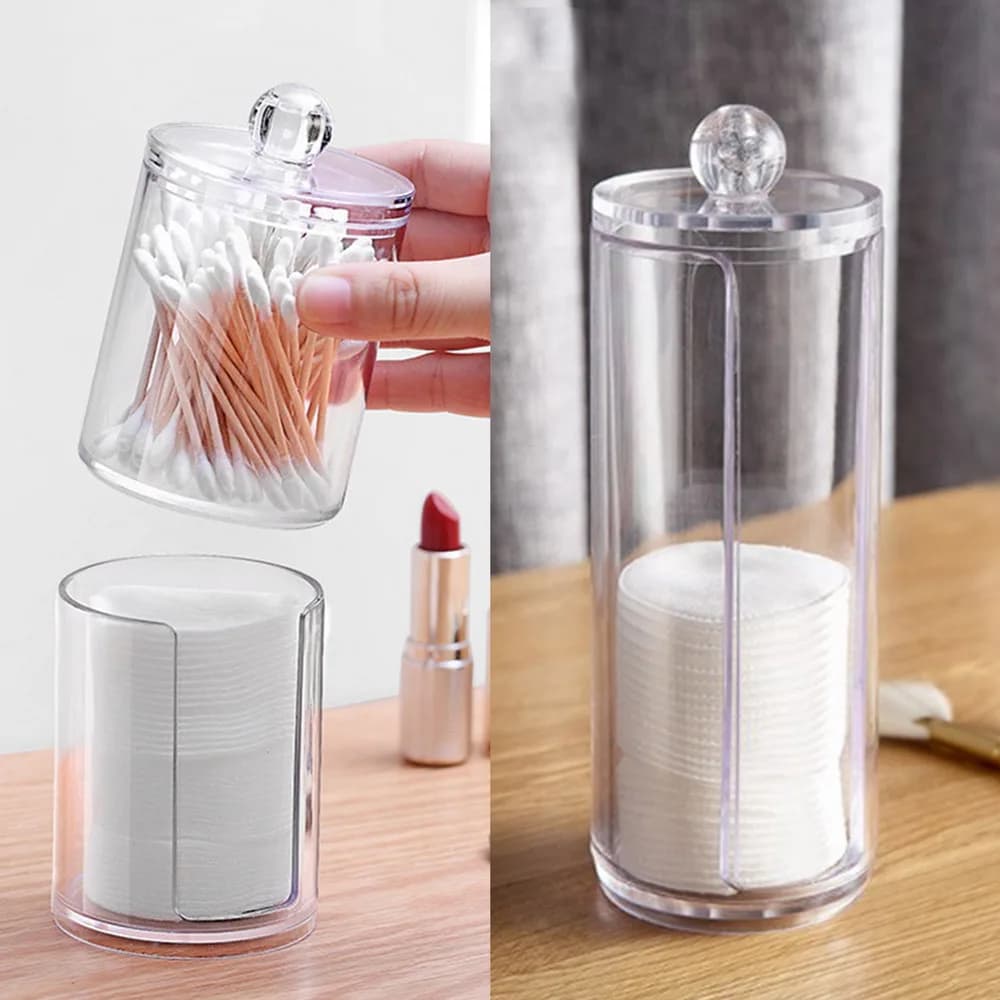 Contenitore per gioielli Trucco cosmetico Tampone di cotone Organizzatore Custodia cosmetica da viaggio in acrilico Scatola portaoggetti trasparente per articoli vari