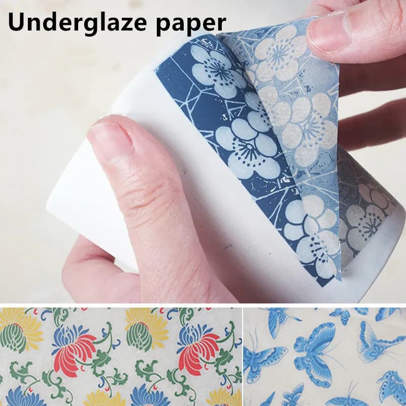 2 pezzi di ceramica ceramica argilla carta per trasferimento sottosmalto carta per fiori colorati carta per decalcomanie in porcellana ad alta temperatura Jingdezhen fai da te