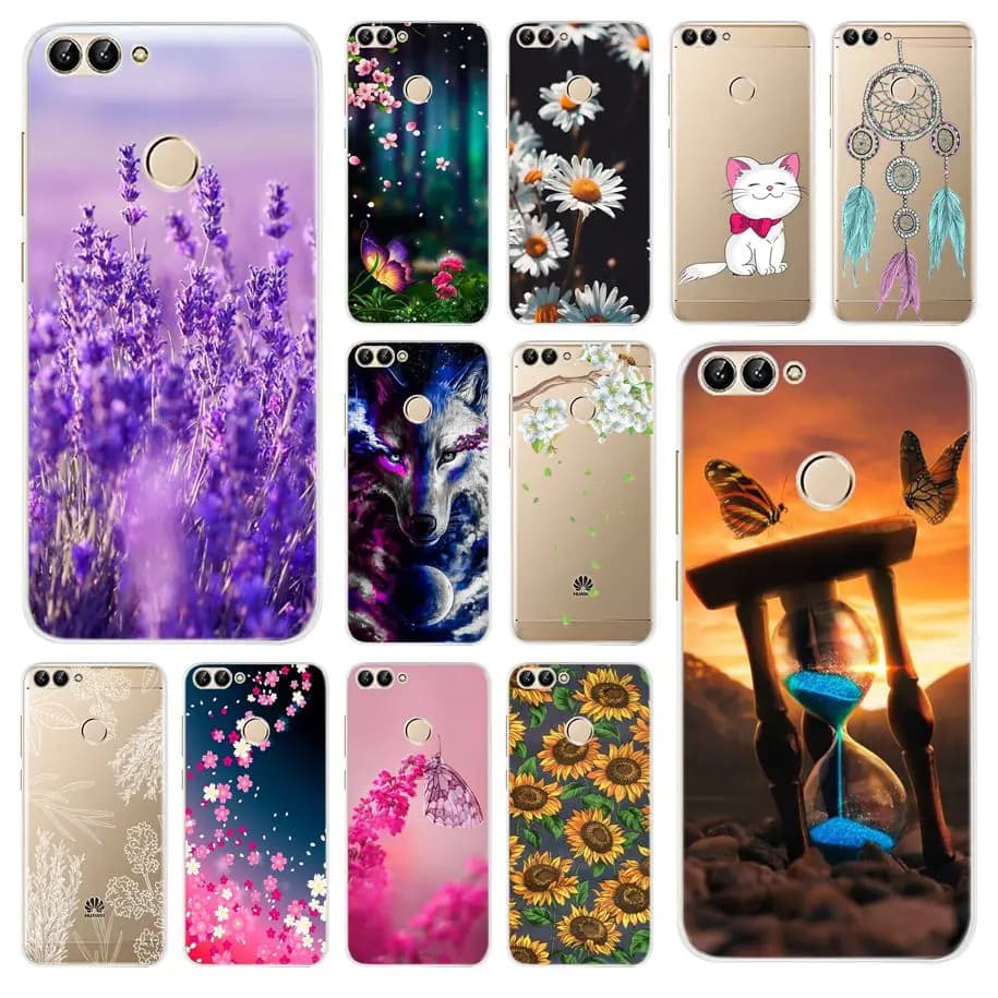Per Huawei P Smart Case TPU morbido silicone fiore di lavanda cover posteriore custodia per telefono per Huawei P Smart 2018 FIG-LX1 PSmart Case 5.65"