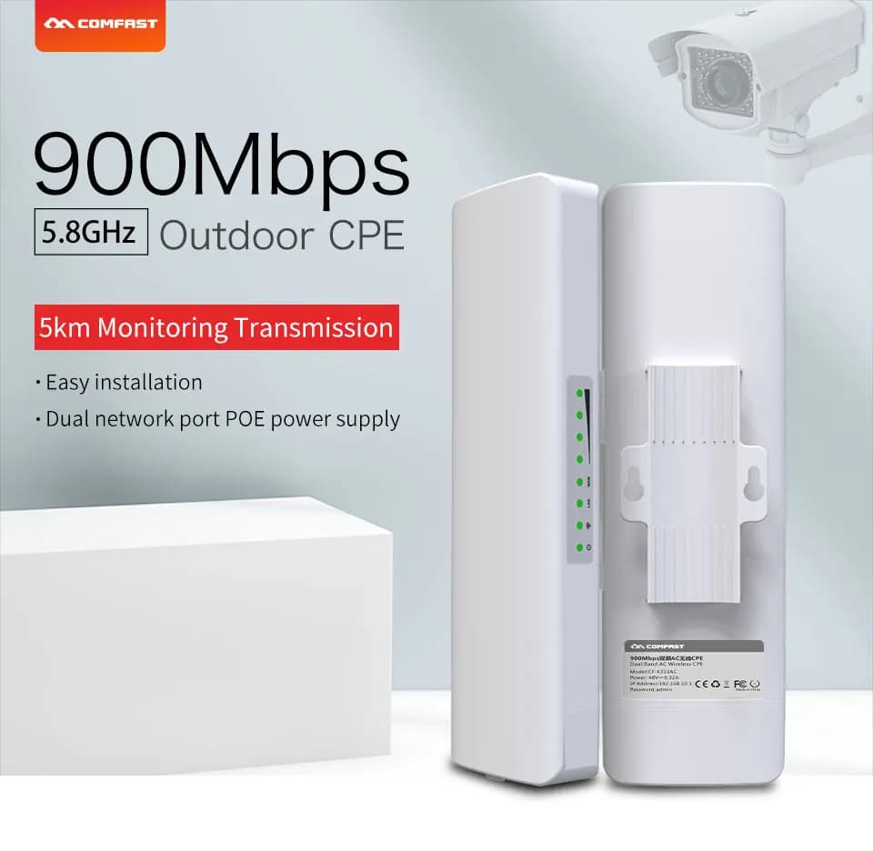 COMFAST 900Mbps 5.8G Esterno CPE Bridge Wireless Bridge Wi-Fi Antenna Amplificatore di Segnale Punto di Accesso Router Extender Ripetitore AP