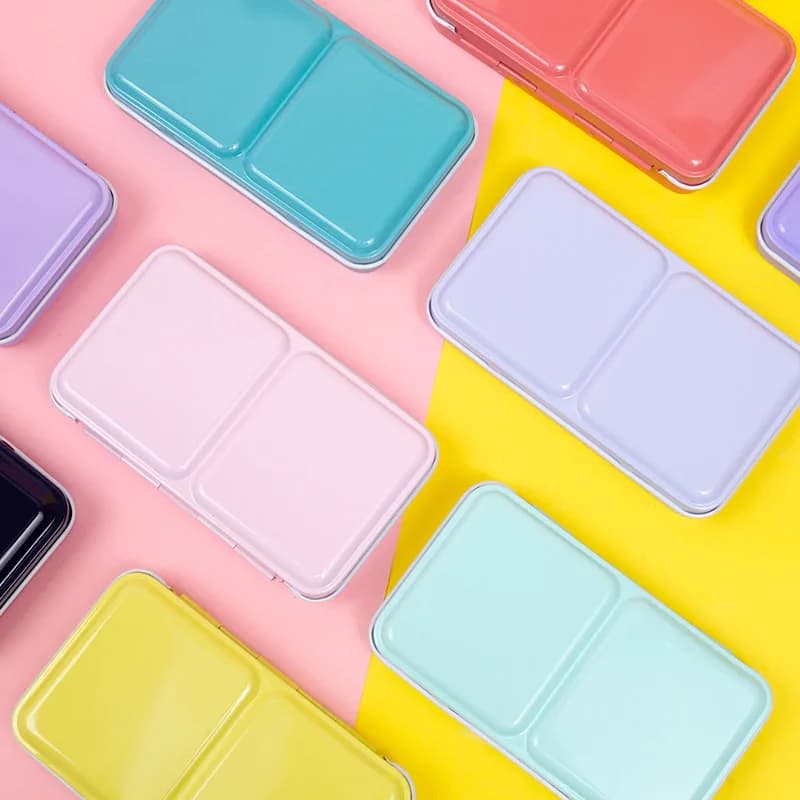 Macaron Color tavolozza vuota scatole scatola di latta scatola di ferro per la conservazione della vernice con 24 mezze padelle per acquerelli pittura forniture d'arte
